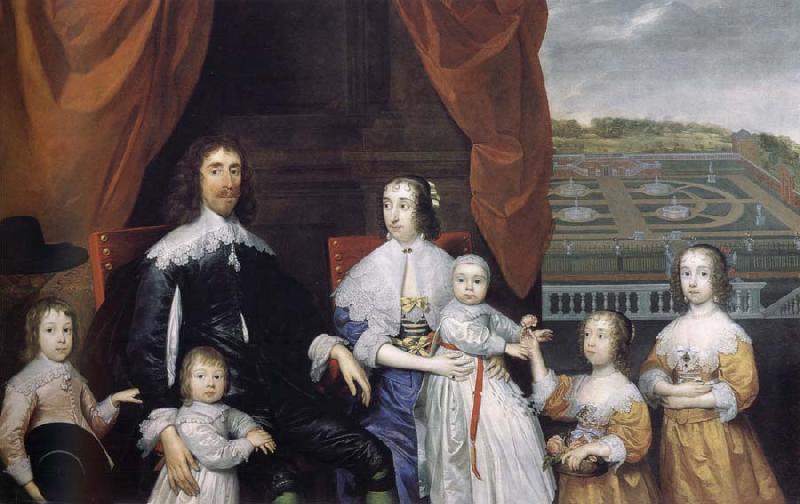 Cornelius Johnson Arthur,1st Baron Capel and his family oil painting image